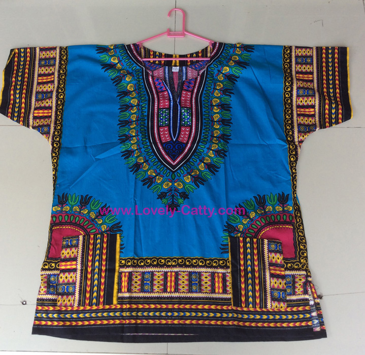 Sale++D8159**Jungo Dress **เดรส ลาย จังโก้ สีน้ำเงิน ผ้าคอตต้อนพิมพ์ลายสีสันสดใส มีกระเป๋าหน้า 2 ข้าง Size : อก 52 เอว 52 สะโพก 52” ความยาว 33”