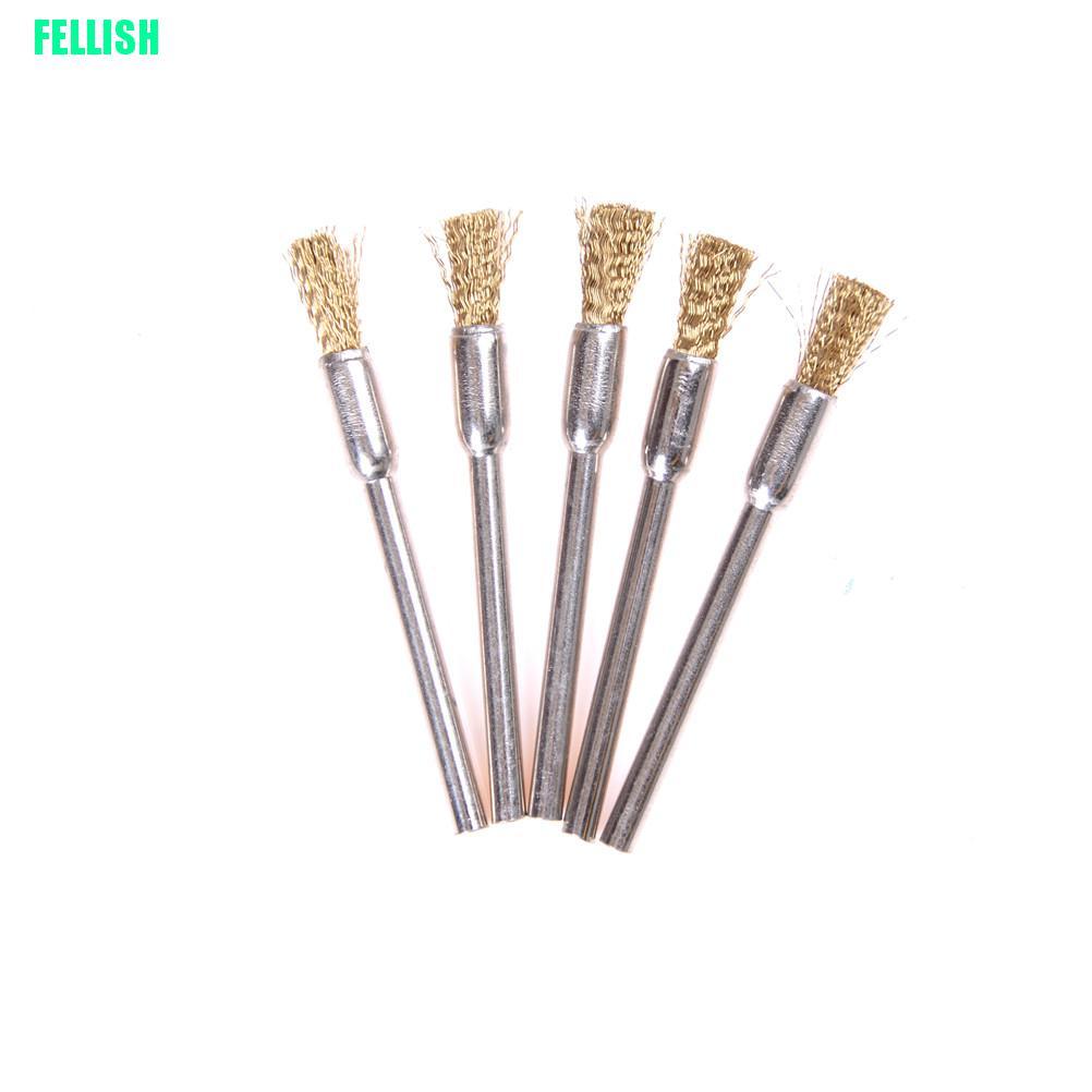 ( Fel ) 5 ชิ้น 3 มม. X 5 มม. อุปกรณ์แปรงลวดทองเหลืองสําหรับใช้ทําความสะอาดล้อรถยนต์