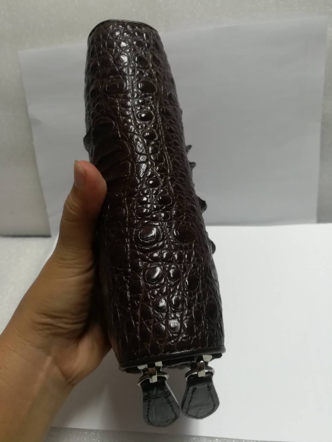 กระเป๋าหนังจระเข้แท้แบบซิปคู่(หนังกระดูกหัว)