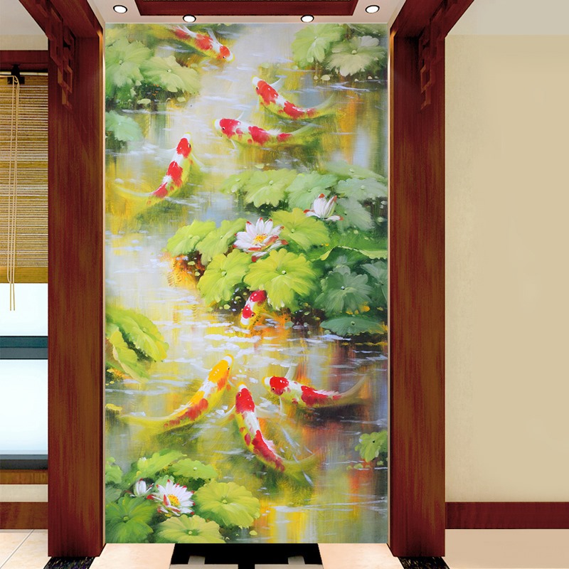 ปลาคราฟ8 ดอกบัว ครอสติสคริสตัล Diamond painting โมเสก ภาพติดเพชร งานฝีมือทำที่บ้าน DIY