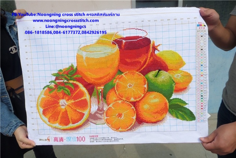 ผลไม้รวม ชุดปักครอสติส พิมพ์ลาย ครอสติสจีน งานฝีมือทำที่บ้าน DIY