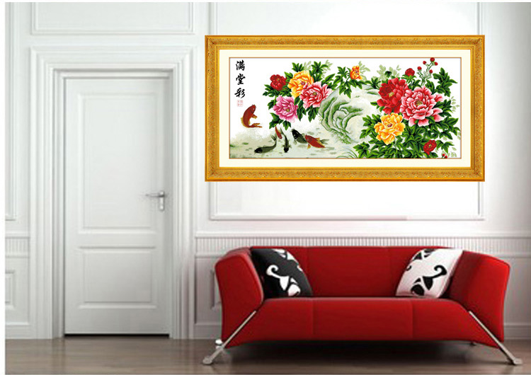 ดอกโบตั๋น ชุดปักครอสติส พิมพ์ลาย ครอสติสจีน งานฝีมือทำที่บ้าน DIY