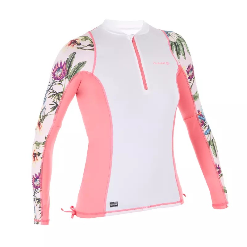 OLAIAN เสื้อโต้คลื่นแขนยาวป้องกันรังสียูวีสำหรับผู้หญิงรุ่น UVTOP500L (สีขาว)