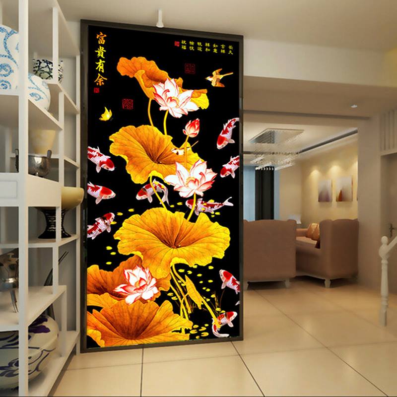 ปลาคราฟ ดอกบ้ว ครอสติสคริสตัล Diamond painting โมเสก ภาพติดเพชร งานฝีมือทำที่บ้าน DIY