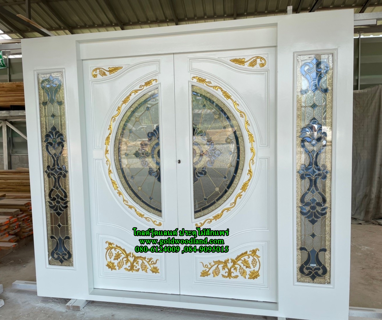 ประตูไม้บานเลื่อนสีขาว GS-08