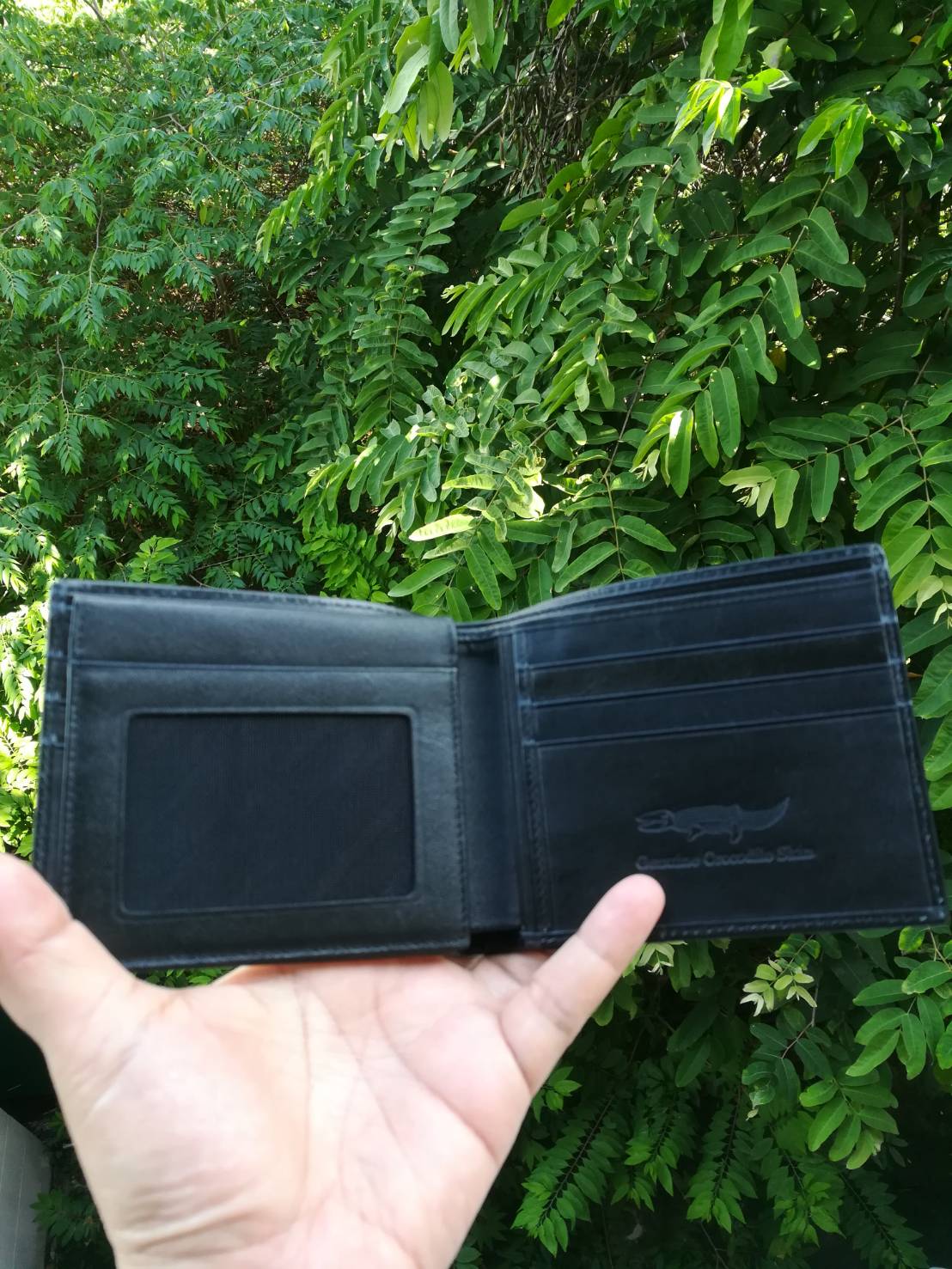 กระเป๋าหนังจระเข้แท้(หนังท้อง) สีเขียวเข้ม