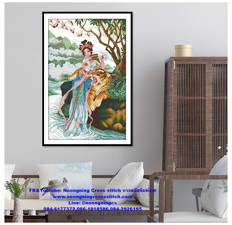 แจกันดอกลิลลี่ ชุดปักครอสติช พิมพ์ลาย ครอสติสจีน งานฝีมือ DIY