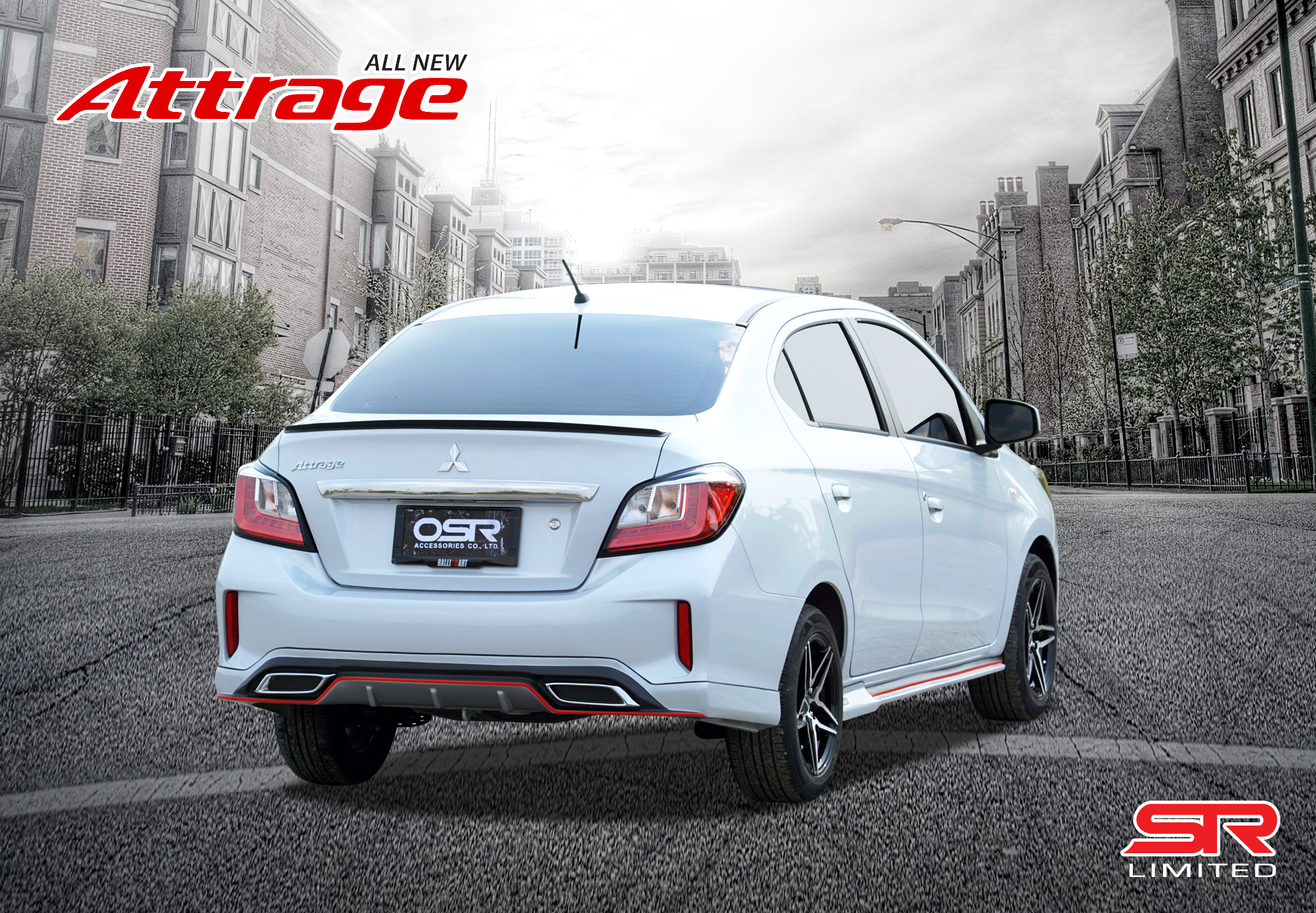 ชุดแต่งรถ สเกิร์ต-สปอยเลอร์ New Mitsubishi Attrage 2020 ทรง SR-Limited By OSR