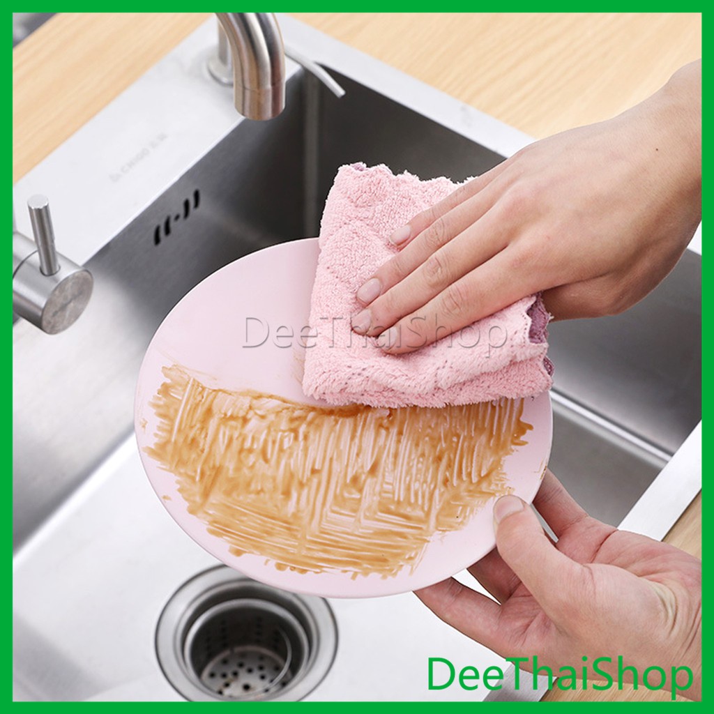 DeeThai ผ้าอเนคประสงค์ไมโครไฟเบอร์สำหรับทำความสะอาด คละสี ผ้าอเนกประสงค์ ผ้าขี้ริ้ว ผ้าเช็ดจาน ผ้าเช็ดมือ Clean Cloth