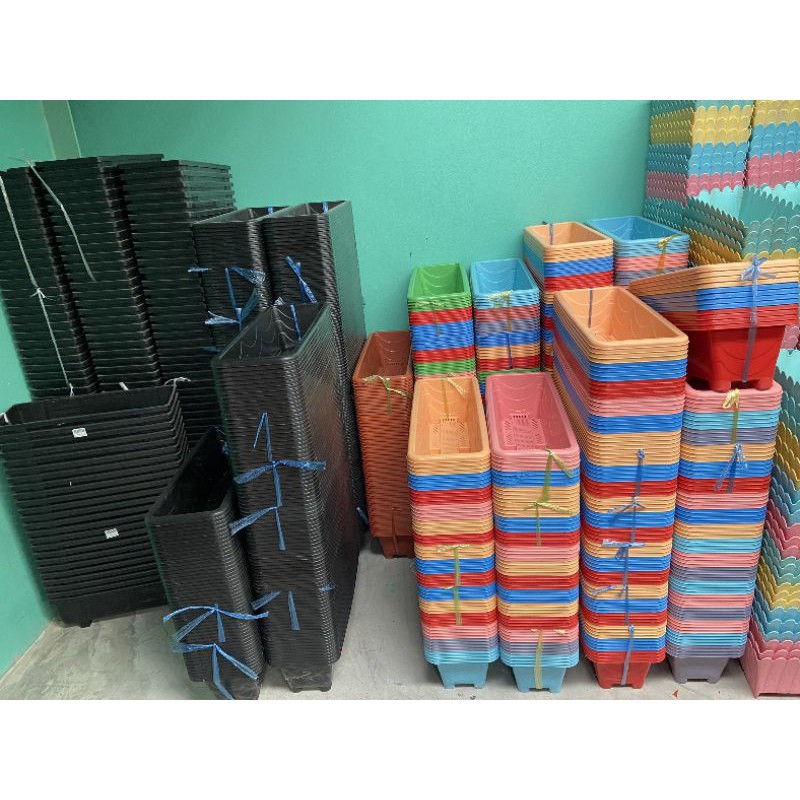 กระถางต้นไม้ กระถางต้นไม้พลาสติกรางยาว ปลูกต้นไม้และผักสวนครัว ขนาดยาว 21 นิ้ว กว้างและสูง 6 นิ้ว