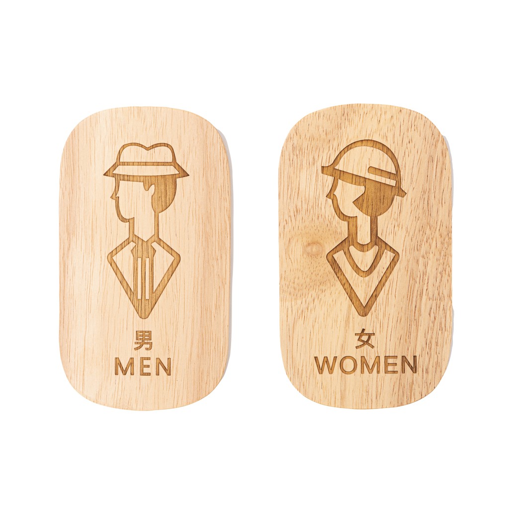 Mori No Naka ป้ายห้องน้ำ แยกชายหญิง "WOMEN/MEN" SIGN ภาษาอังกฤษและญี่ปุ่น (1 ชุดมีป้าย 2 ชิ้น)