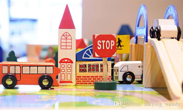 บล็อกไม้สร้างถนนเเละสวนหย่อม ชุด Rail Overpass 40 ชิ้น