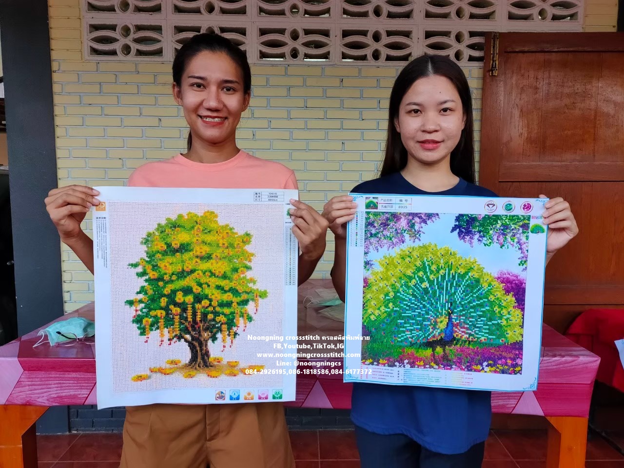 ทุ่งดอกทิวลิปขาว ชุดปักครอสติช พิมพ์ลาย ครอสติสจีน งานฝีมือ DIY