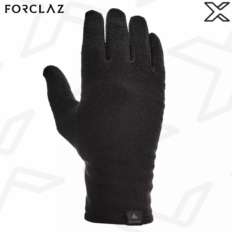 FORCLAZ ถุงมือผู้ใหญ่ซับในผ้าฟลีซสำหรับเทรคกิ้งบนภูเขารุ่น TREK 100 (สีดำ)