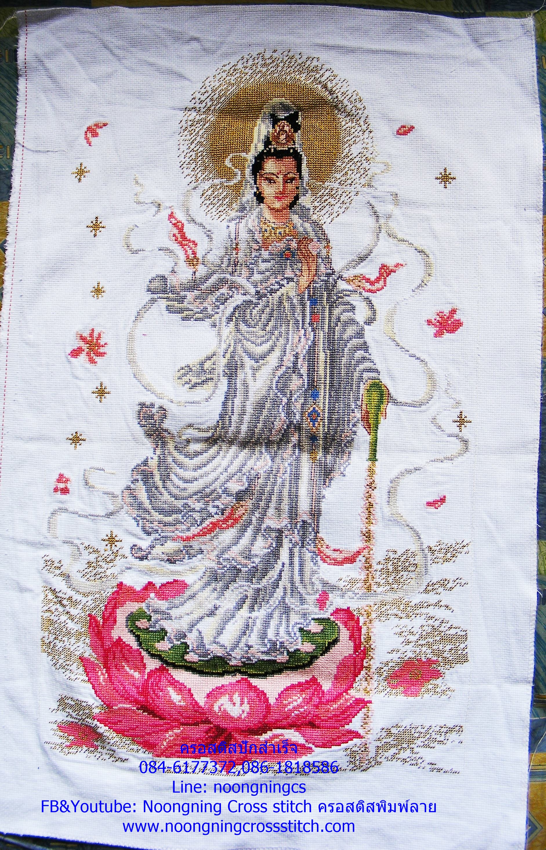 เจ้าแม่กวนอิม ชุดปักครอสติส พิมพ์ลาย ครอสติสจีน งานฝีมือทำที่บ้าน DIY