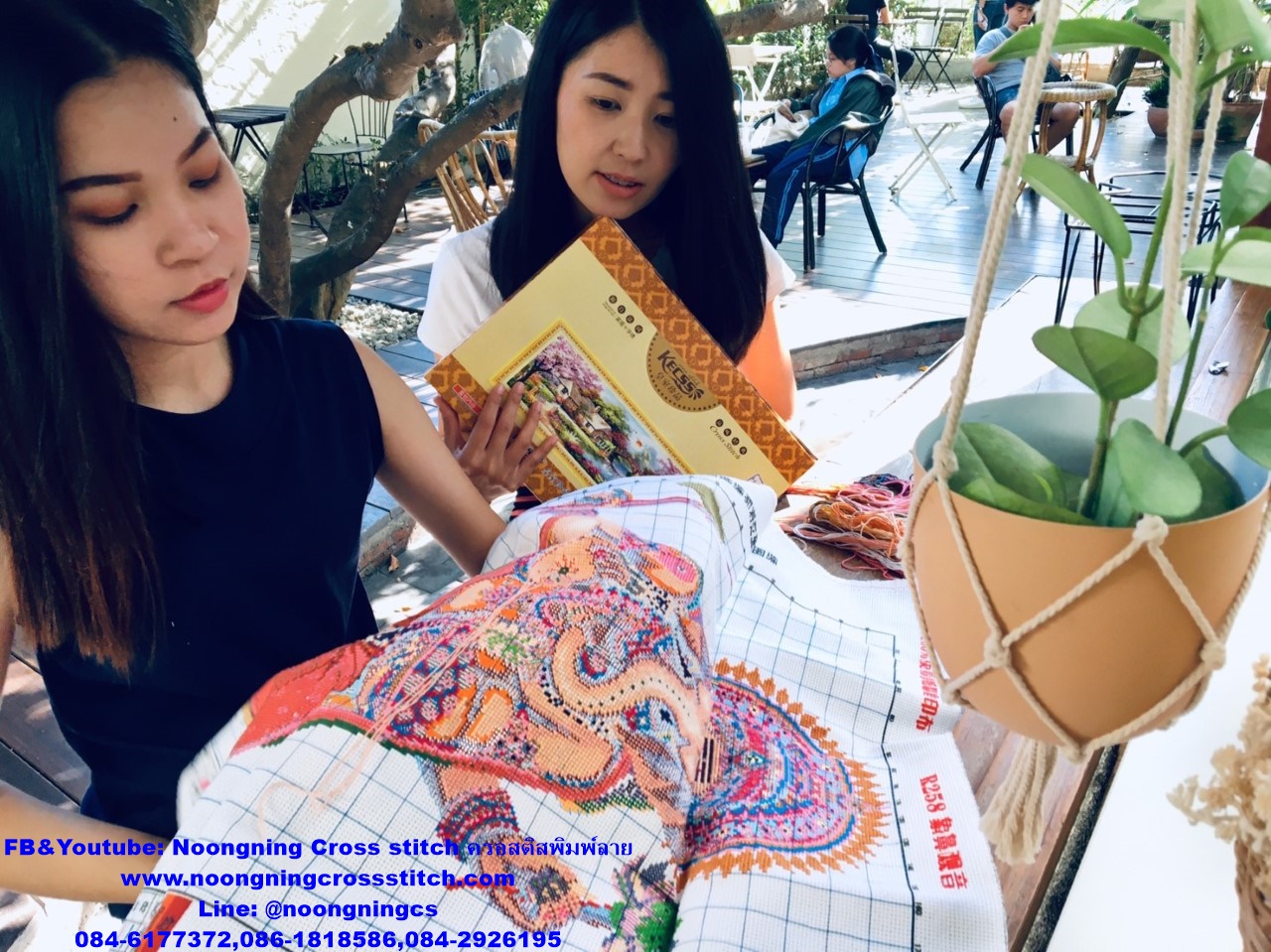 ครอบครัวกระต่าย ชุดปักครอสติส พิมพ์ลาย ครอสติสจีน งานฝีมือทำที่บ้าน DIY