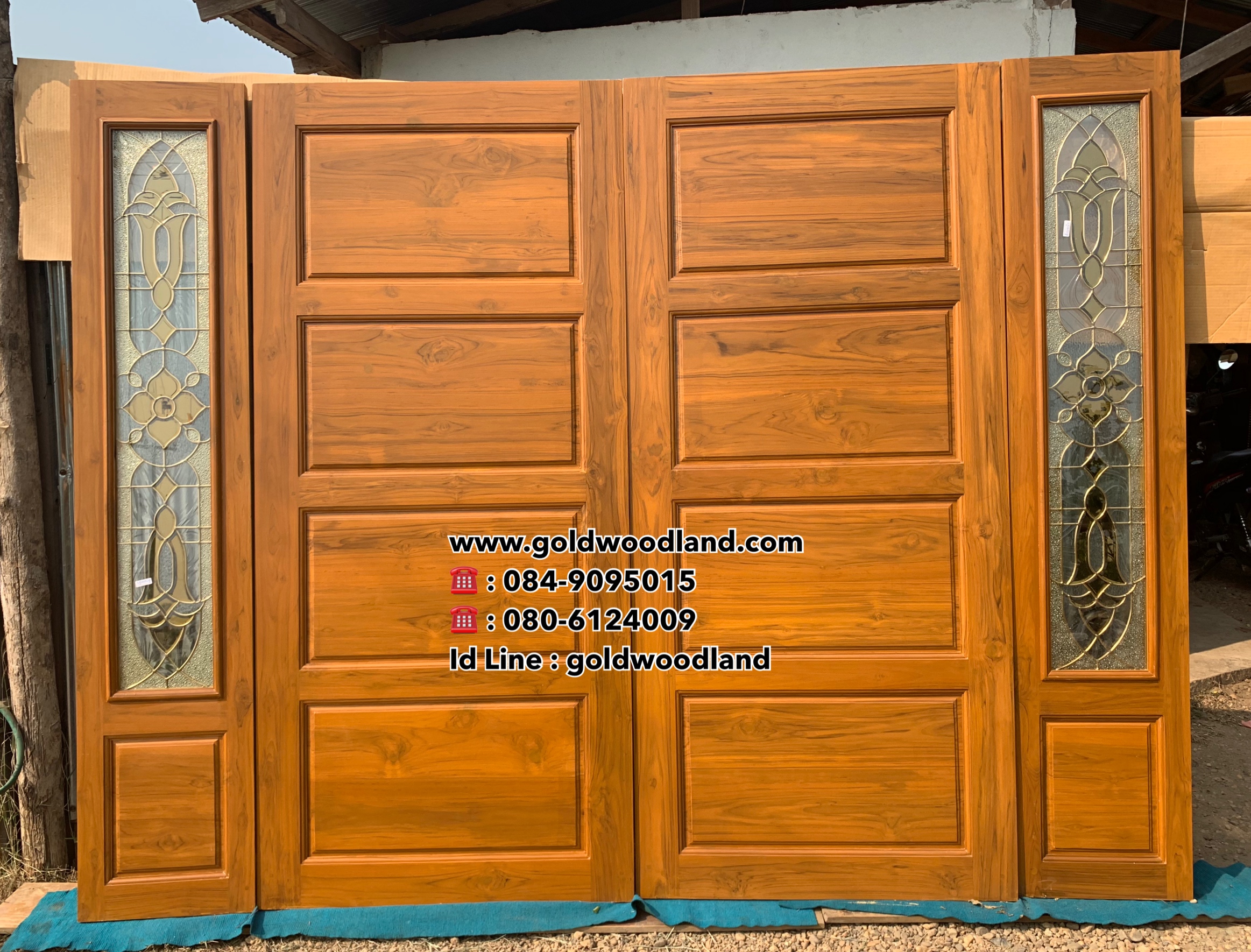 ประตูบ้านไม้สัก GBBB - 324