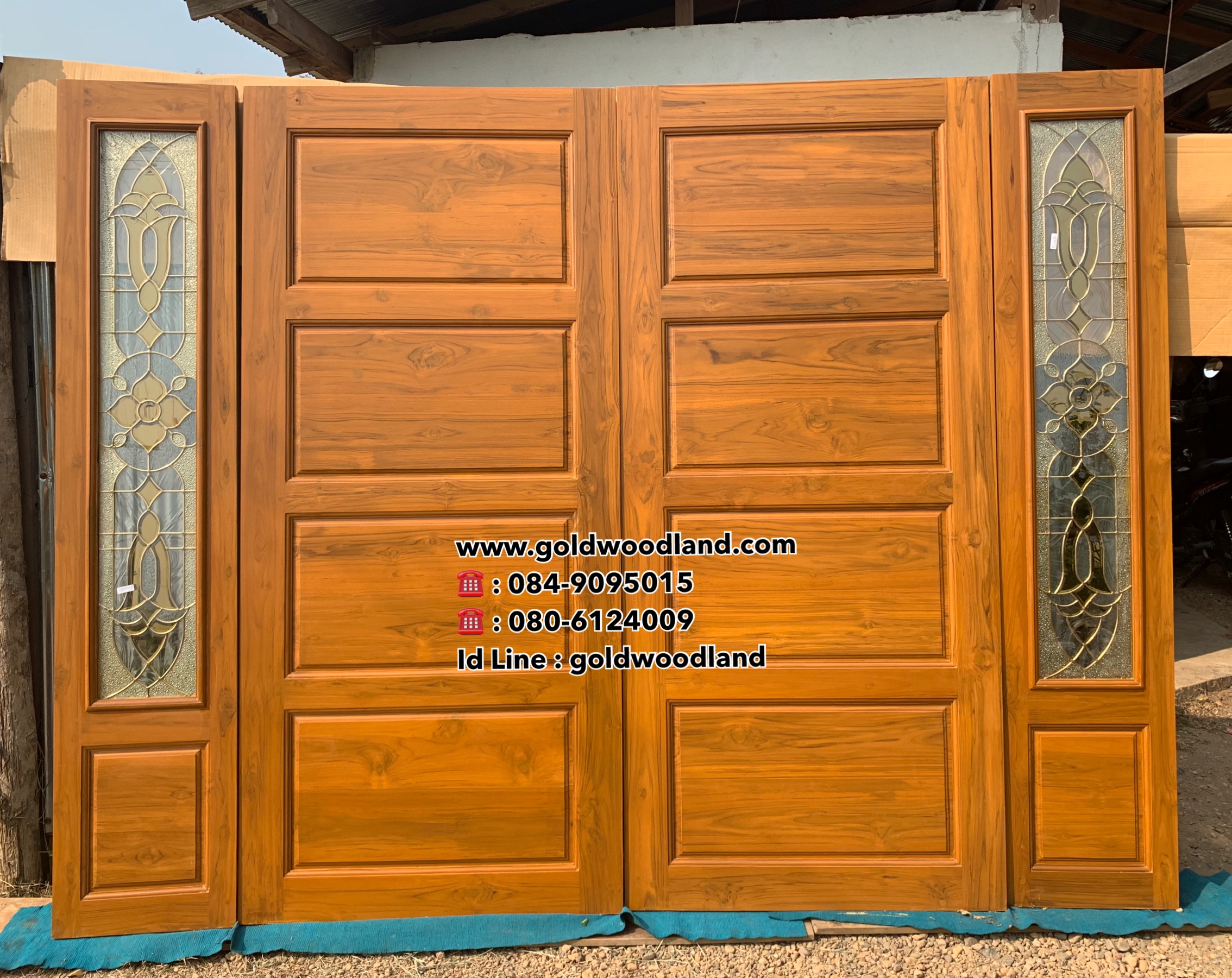 ประตูบ้านไม้สัก GBBB - 324