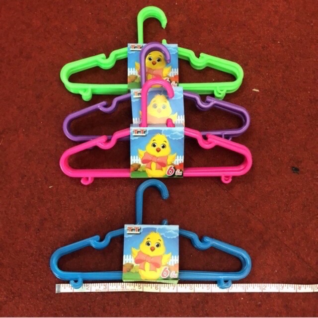 (1 แพ็คมี 6 ชิ้น 📌คละสี มีราคาส่ง) ไม้แขวนเสื้อเด็ก ไม้แขวนเสื้อกล้าม ชุดชั้นใน กางเกงใน