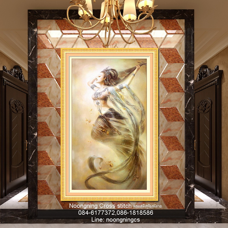 นางดีดกู่เจิ้ง ชุดปักครอสติช พิมพ์ลาย ครอสติสจีน งานฝีมือ DIY