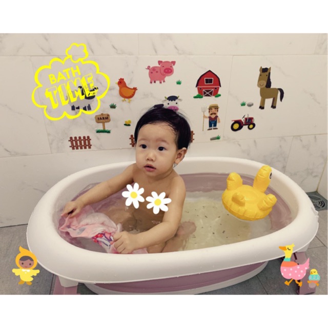 อ่างอาบน้ำเด็ก พับได้ ขนาดใหญ่ วัสดุอย่างดี สีสันสวยงาม B6 P25 N01