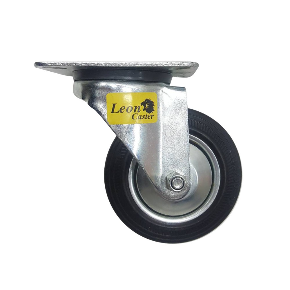 อะไหล่ เฟอร์นิเจอร์ ลูกล้อ RB BK LEON แป้นหมุน 4" LEON BK 4" PLATE ROTATE RUBBER CASTER