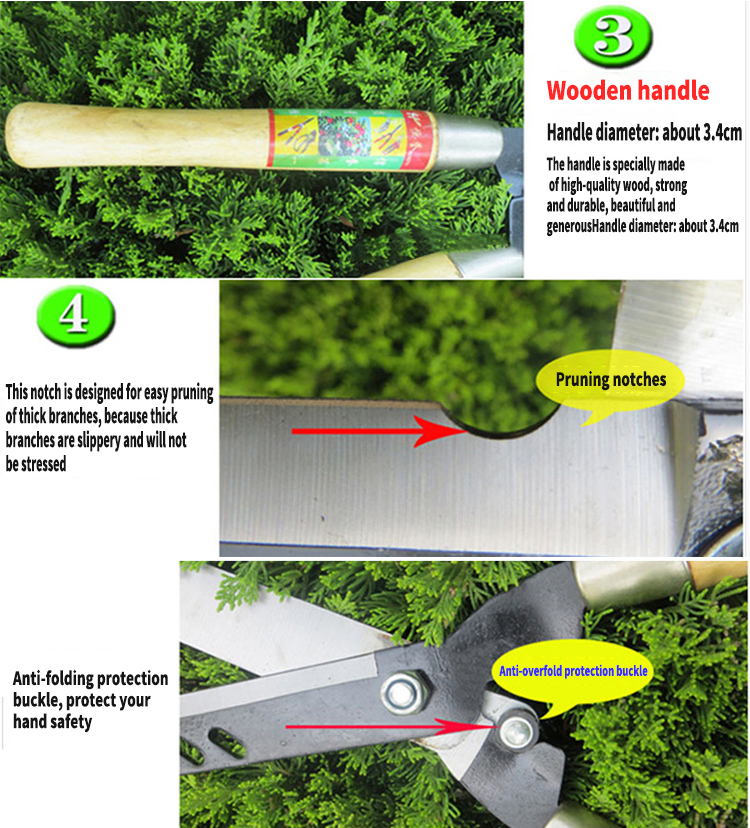T&G กรรไกรตัดแต่งกิ่ง กรรไกรตัดหญ้า อุปกรณ์ตกแต่งสวน น้ำหนักเบา ตัดเร็ว กรรไกรตัดหญ้าด้ามไม้ กรรไกรเล็มหญ้า