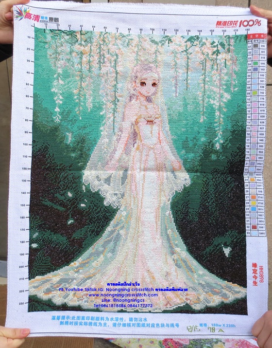 นางฟ้า ครอสติสปักสำเร็จ50x62cm ไม่รวมกรอบ งานฝีมือ DIY