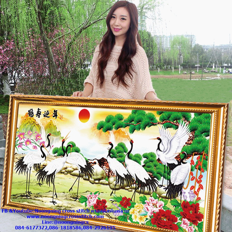 ช้าง แม่ลูก ชุดปักครอสติส พิมพ์ลาย ครอสติสจีน งานฝีมือทำที่บ้าน DIY