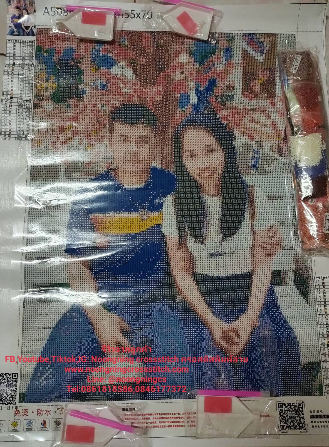 ครอสติสคริสตรัล สั่งทำ 55x70ซม รูปคนที่รู้ใจ Diamond painting โมเสก ภาพติดเพชร งานฝีมือทำที่บ้าน DIY