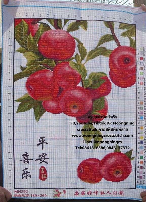 ต้นแอปเปิ้ล ครอสติสปักสำเร็จ84x63cm ไม่รวมกรอบ งานฝีมือ DIY