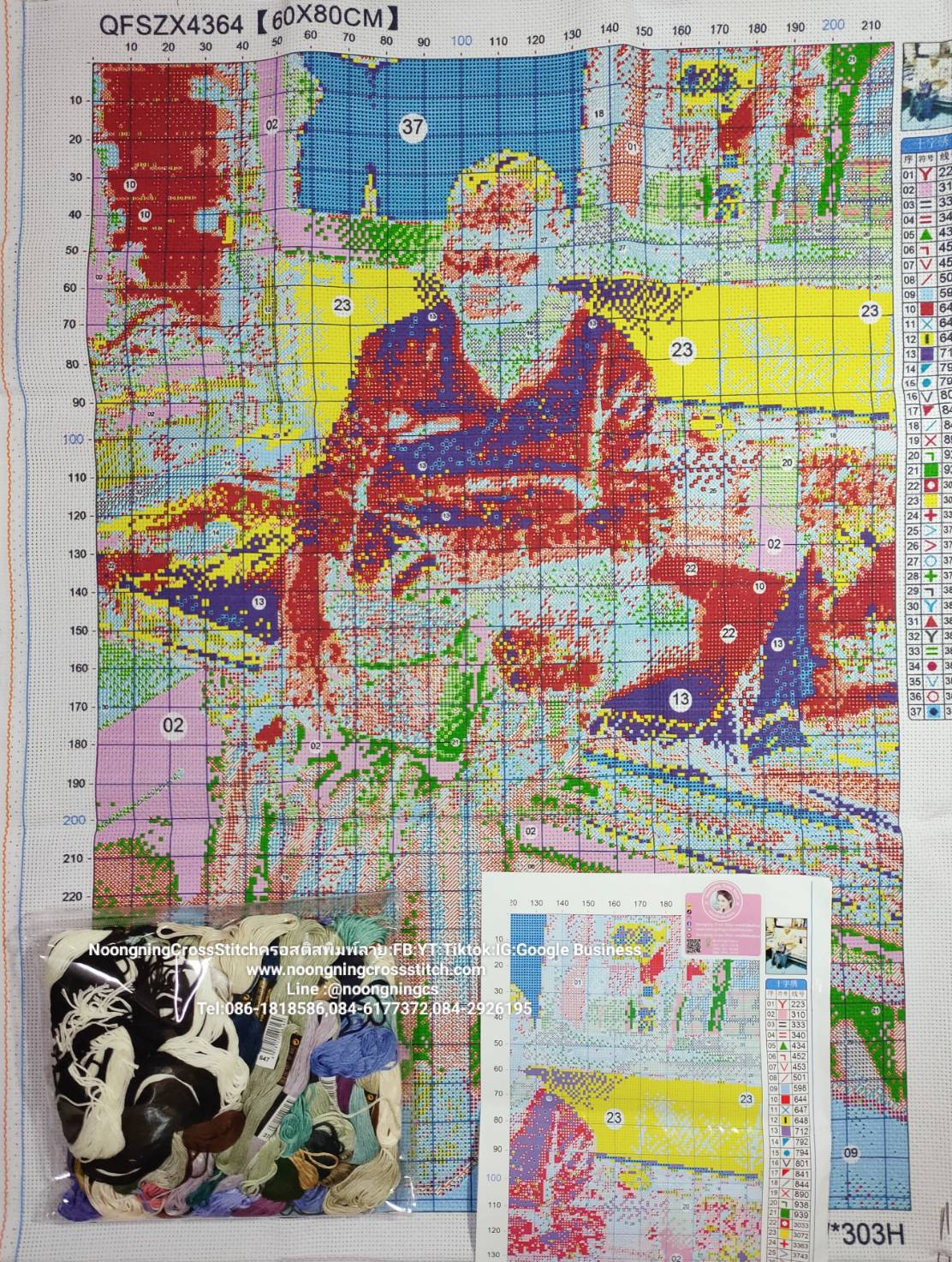 ครอสติส สั่งทํา ุ60x80ซม รูปคุณยายที่รัก ชุดปักครอสติส พิมพ์ลาย ครอสติสจีน งานฝีมือทำที่บ้าน DIY