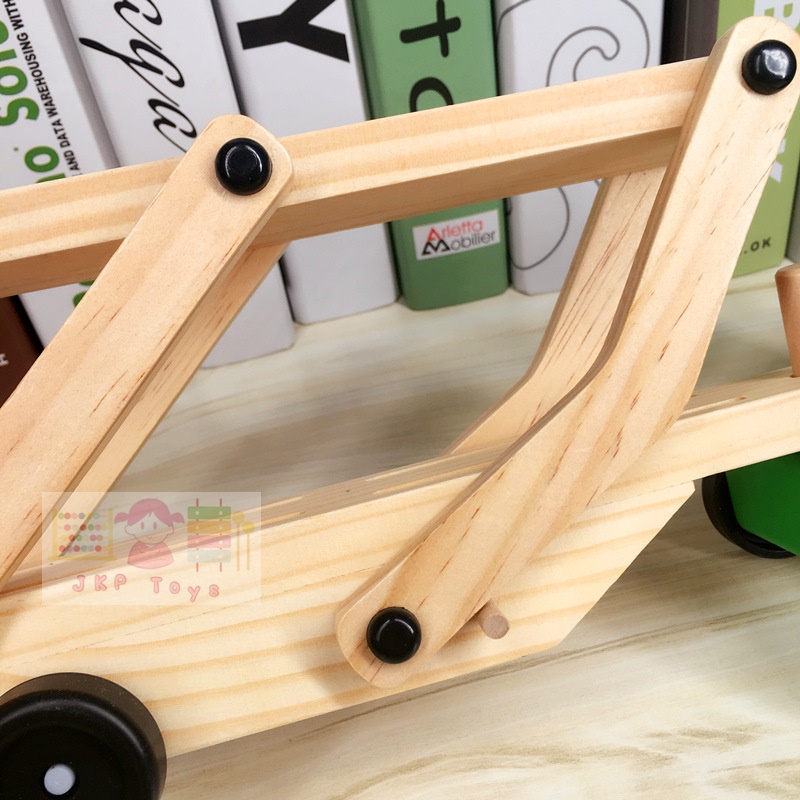 ของเล่นเสริมพัฒนาการ เซ็ตรถยก 2 ชั้น พร้อมรถไม้ 4 คัน