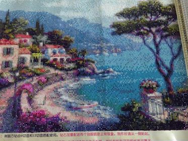 บอลลูน ทุ่งลาเวนเดอร์ ครอสติสคริสตัล Diamond painting โมเสก ภาพติดเพชร งานฝีมือทำที่บ้าน DIY