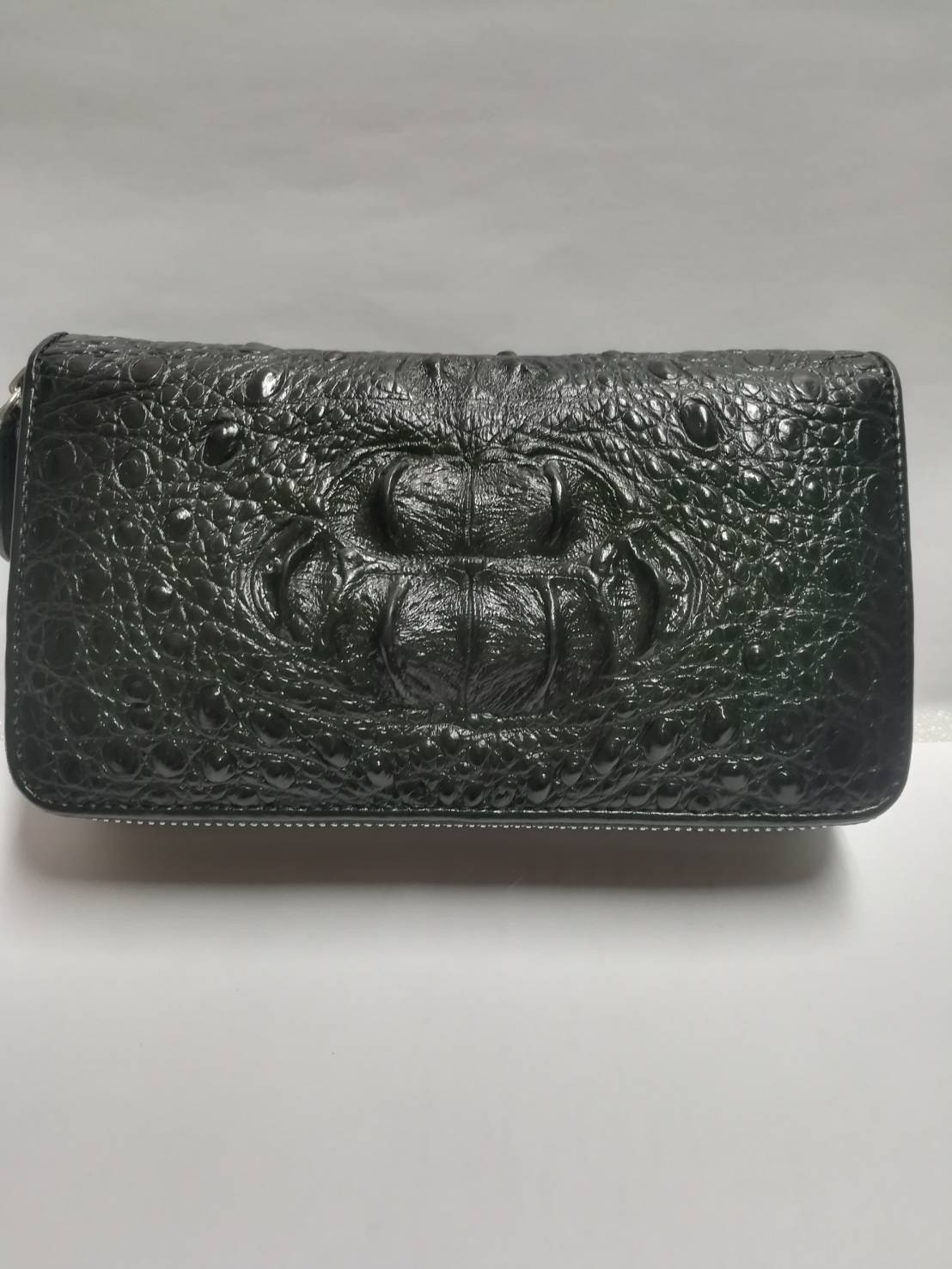 กระเป๋าหนังจระเข้แท้แบบซิปคู่(หนังกระดูกหัว)