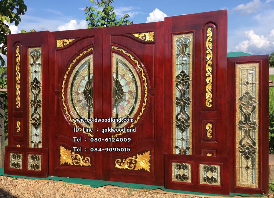ประตูไม้สักกระจกนิรภัยบานเลื่อน GBBB - 14 (คลิกรายละเอียดที่รูป)