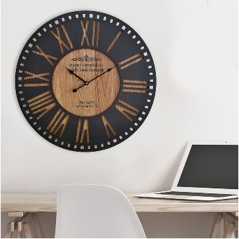 KH นาฬิกาไม้แขวนผนังคลาสสิค 24 นิ้ว ขนาด 60 x 4.5 x 60 ซม. สีน้ำตาล - ดำArcadia รุ่น B0150