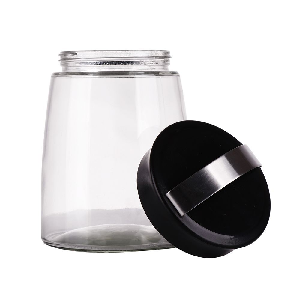 ขวดโหลแก้วกลมฝาเกลียว 1.4 ลิตร สีดำ CANISTER GLASS ROUND SCREW LID 1.4L BLACK