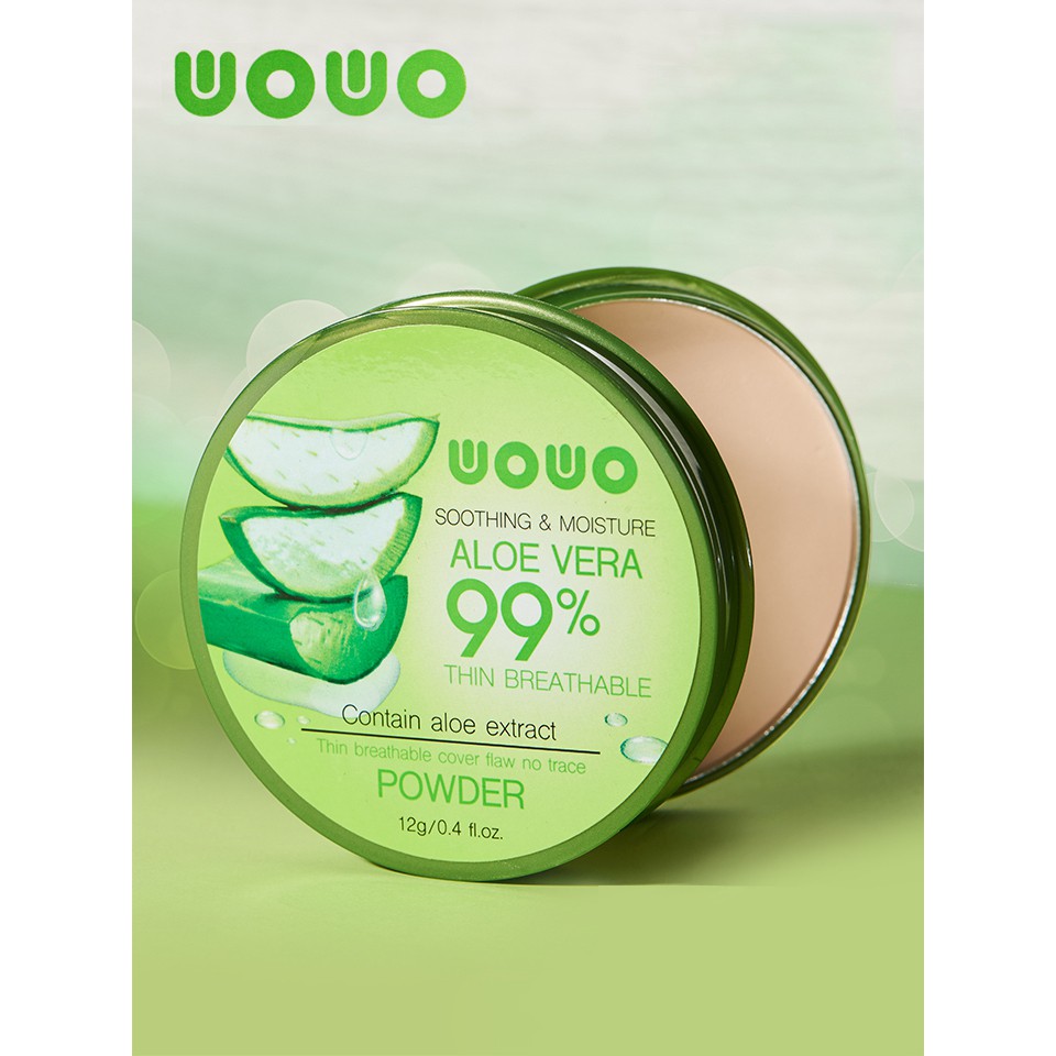 !!สินค้าขายดี!! WOWO แป้งพัฟผสมรองพื้น กันแดด SPF 25++ WOWO Aloe Vera Powder