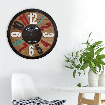KH นาฬิกาแขวนผนังวินเทจ 24 นิ้ว ขนาด 60 x 4.5 x 60 ซม. สีน้ำตาล - ดำ Arcadia รุ่น B0160