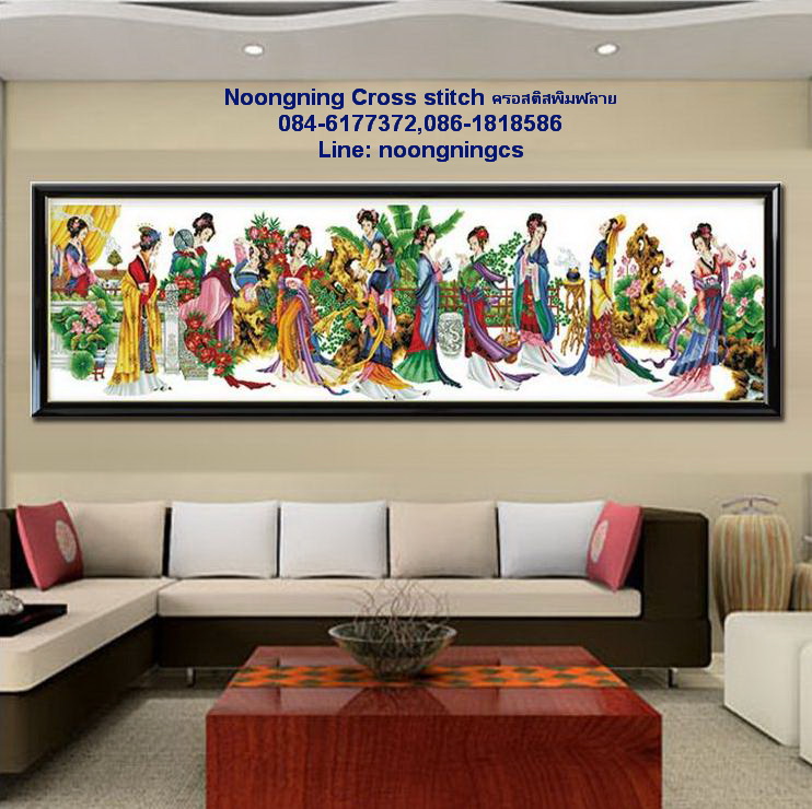 ผู้หญิงจีน เสือ ชุดปักครอสติส พิมพ์ลาย ครอสติสจีน งานฝีมือทำที่บ้าน DIY