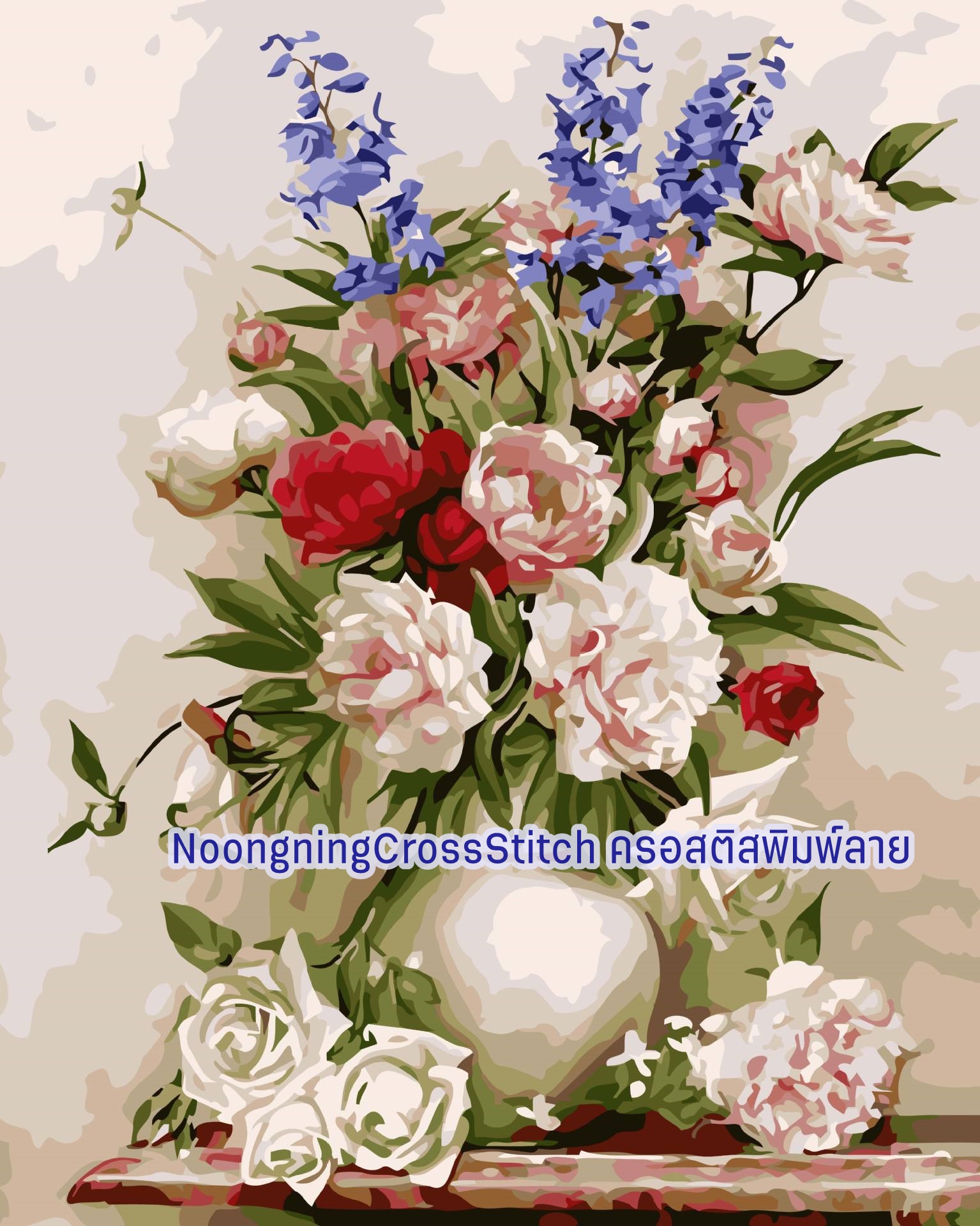 ดอกไม้แสนสวย ครอสติสคริสตัล Diamond painting โมเสก ภาพติดเพชร งานฝีมือทำที่บ้าน DIY