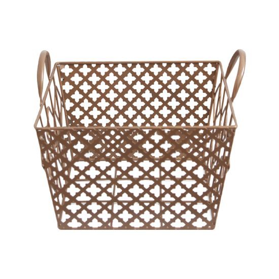 KASSA HOME ตะกร้าเหล็กอเนกประสงค์ทรงเหลี่ยมพร้อมหูหิ้ว MOROCCO รุ่น HYJ19046-S ขนาด 19 x 25 x 30 ซม.