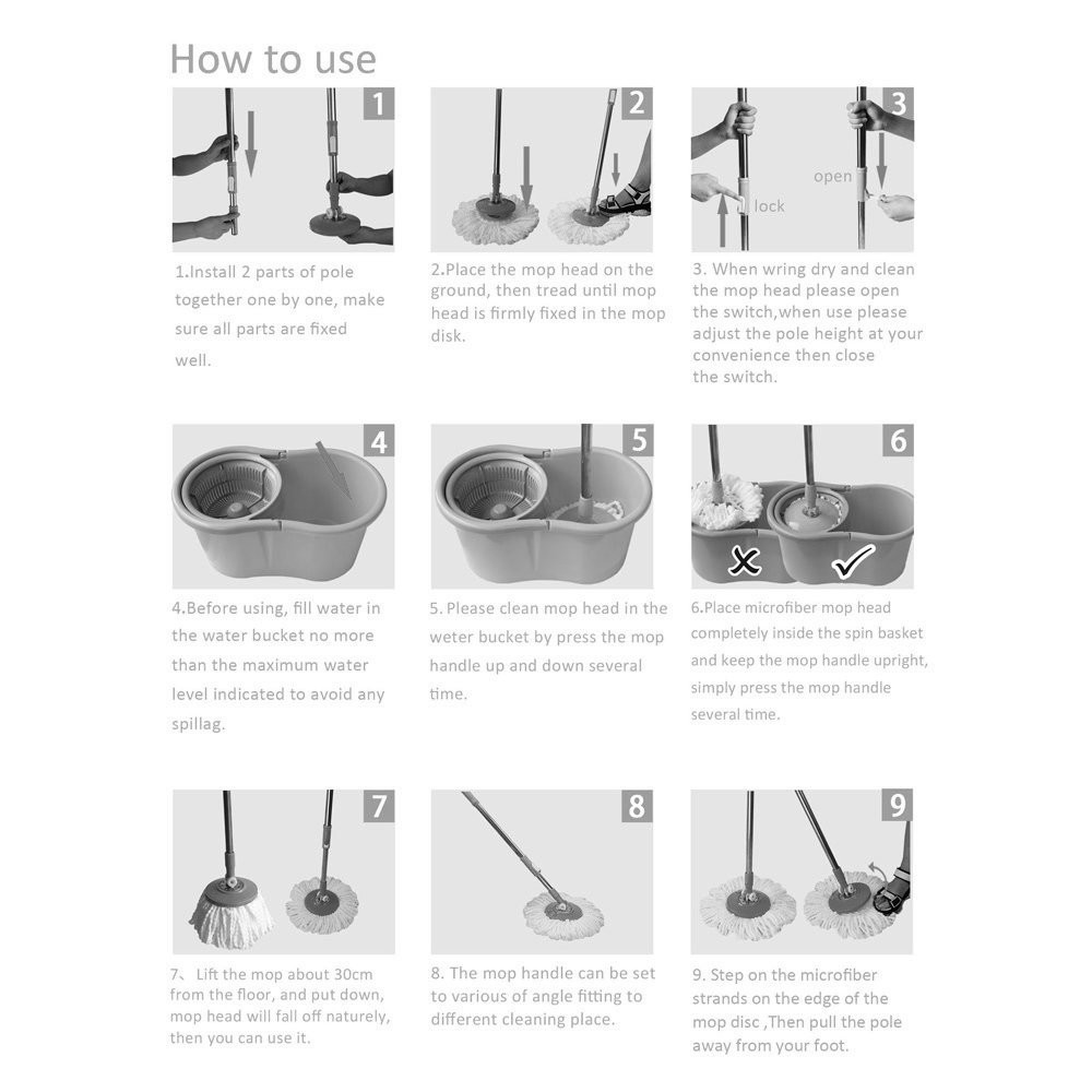 ถังปั่นไม้ม็อบ ถังปั่น ถังปั่นถูพื้น ไม้ถูพื่น spin mop ไม้ม๊อบ ถังพร้อมไม้ถู มีล้อในตว มีช่องปล่อยน้ำทิ้ง แถมผ้า 2ผืน