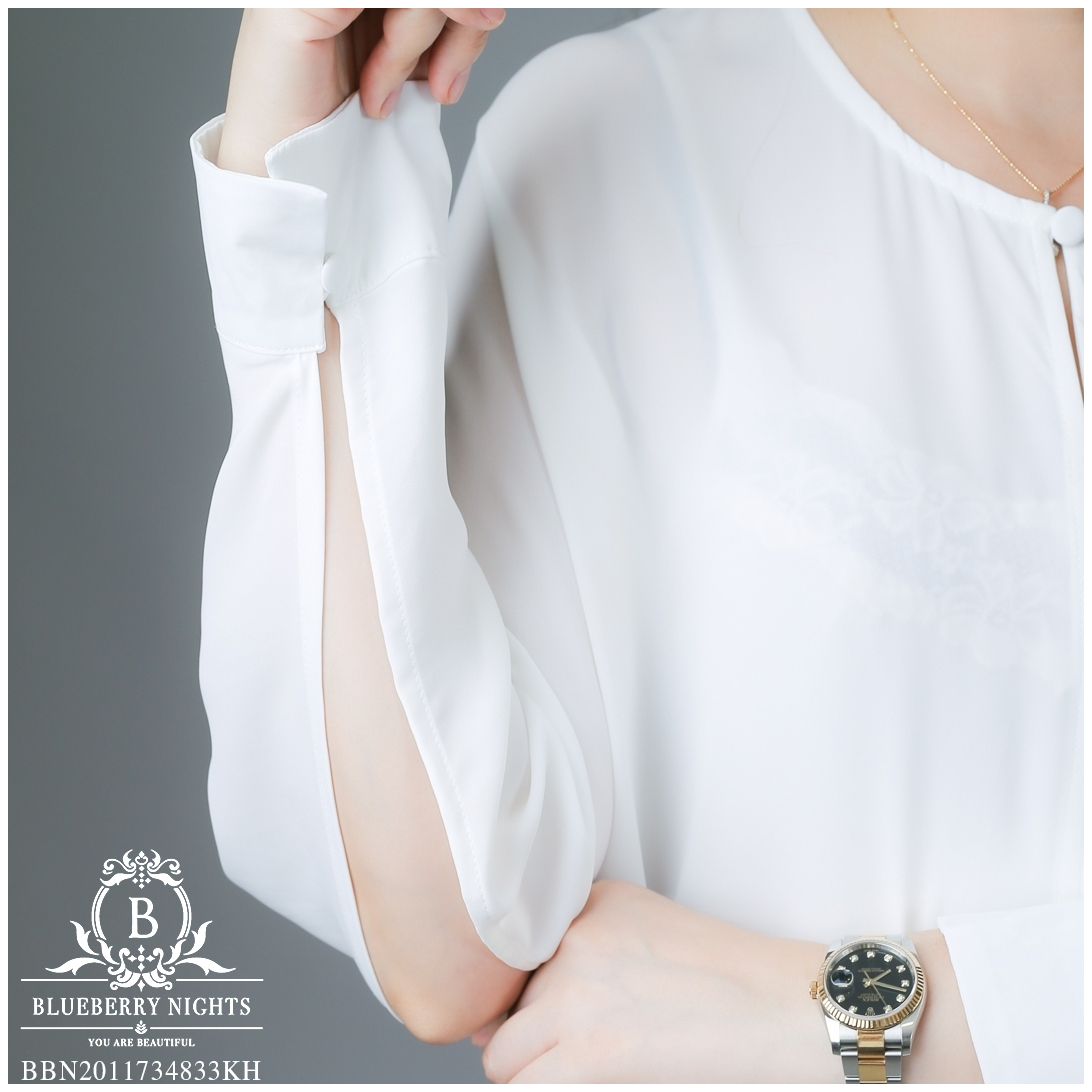 Sale++#Blueberry Nights B3610 เสื้อเชิ้ตชีฟองแขนยาว สีพื้นเรียบหรู ผ้าชีฟองเบรนด์เนื้อนุ่มสวยสุดหรู ผ้าเนื้อดีสัมผัสนุ่มใส่สบายมากๆค่ะ แพทเทิร์นเสื้อเชิ้ตแขนยาวติดกระดุมปลายแขน ช่วงล่างของแขนผ่าสวยเก๋ 4 สีคลาสสิค สีเขียว/ สีเทา/ สีเหลือง/ สีขาว ขนาด รอบอก