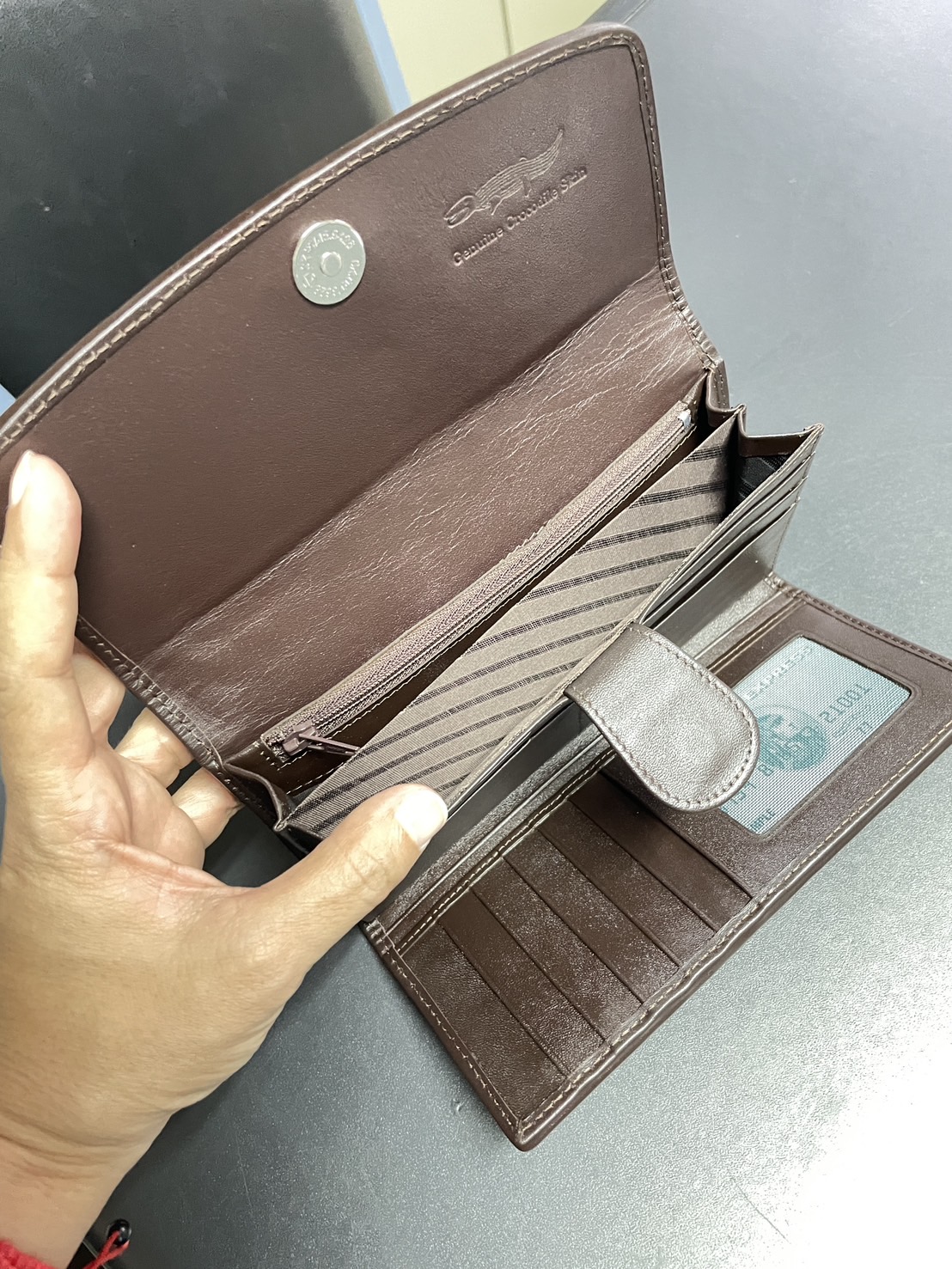 กระเป๋าหนังจระเข้แท้แบบ3พับ (หนังขา)