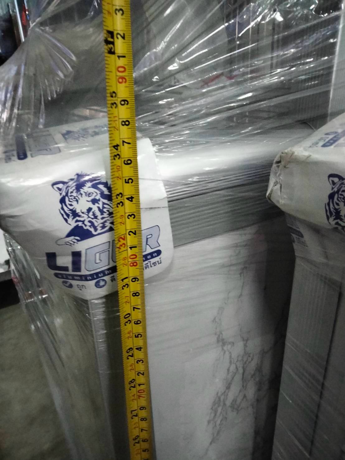 ตู้ครัวอ่างล้างจาน 107 ซม. อะลูมิเนียมบานเกร็ด PVC-พร้อมชั้นคว่ำจานและก็อกน้ำ