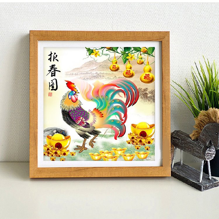 ไก่มงคล ครอสติสคริสตัล Diamond painting โมเสก ภาพติดเพชร งานฝีมือทำที่บ้าน DIY