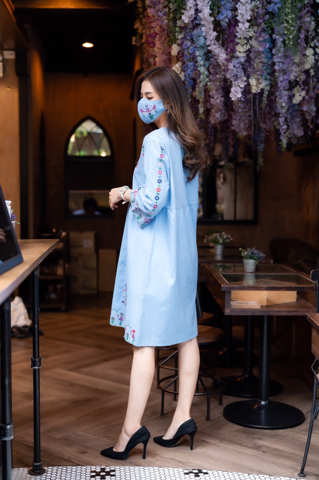 Sale++#CUTIE MINUTE 14041 เดรสลินิน+Maskผสมผ้าฝ้ายญี่ปุ่นเกรดพรีเมี่ยม งานปักอลังการทั้งตัว ทรงปล่อยๆสบายๆ ชุดใส่ง่าย ใส่เที่ยว ใส่อยู่บ้านตอนรับซัมเมอร์ได้สบายๆเลยค่ะ ** Mask ทรงสวยปรับเข้ากับโครงหน้า ใส่แล้วหน้าดูเรียวยาว ใช้ผ้ามัสลินอย่างดีซับด้านใน**