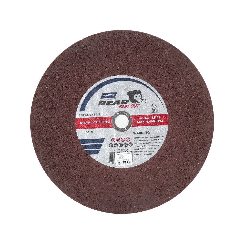 เครื่องมือช่าง สว่าน ดอกสว่าน แผ่นตัดเหล็ก NORTON A24QR 14 นิ้ว STEEL CUTTING DISC NORTON A24QR 14"